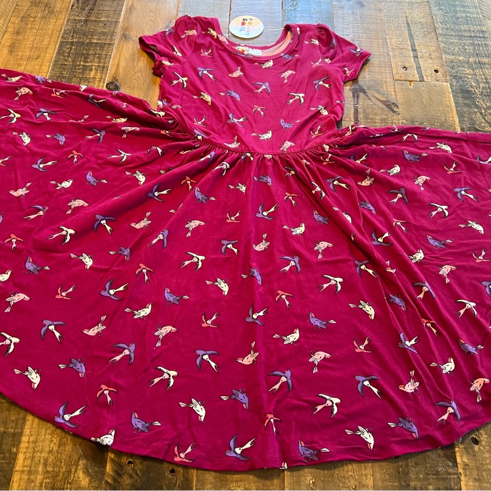 Dot Dot Smile size 7 or 8/10 Girls soft Birds Cap dress New